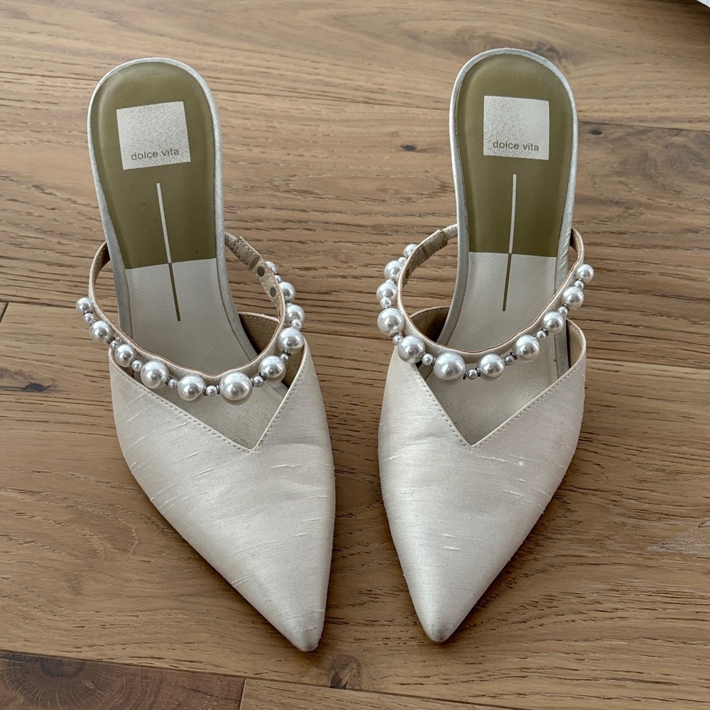 Dolce Vita Kanika Ivory Pearl Embellished Mules